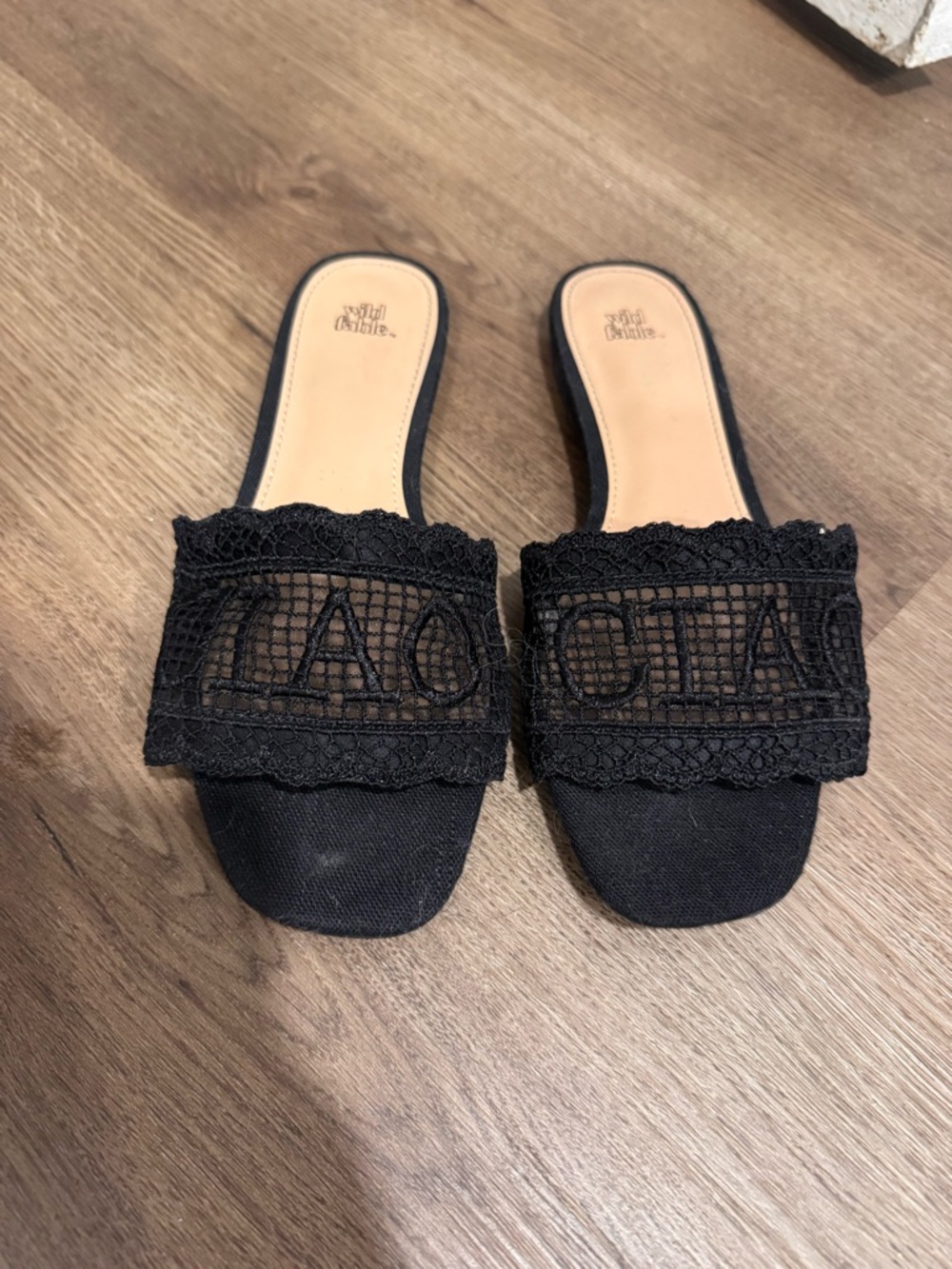 Ciao black Lace Logo Slide sandals